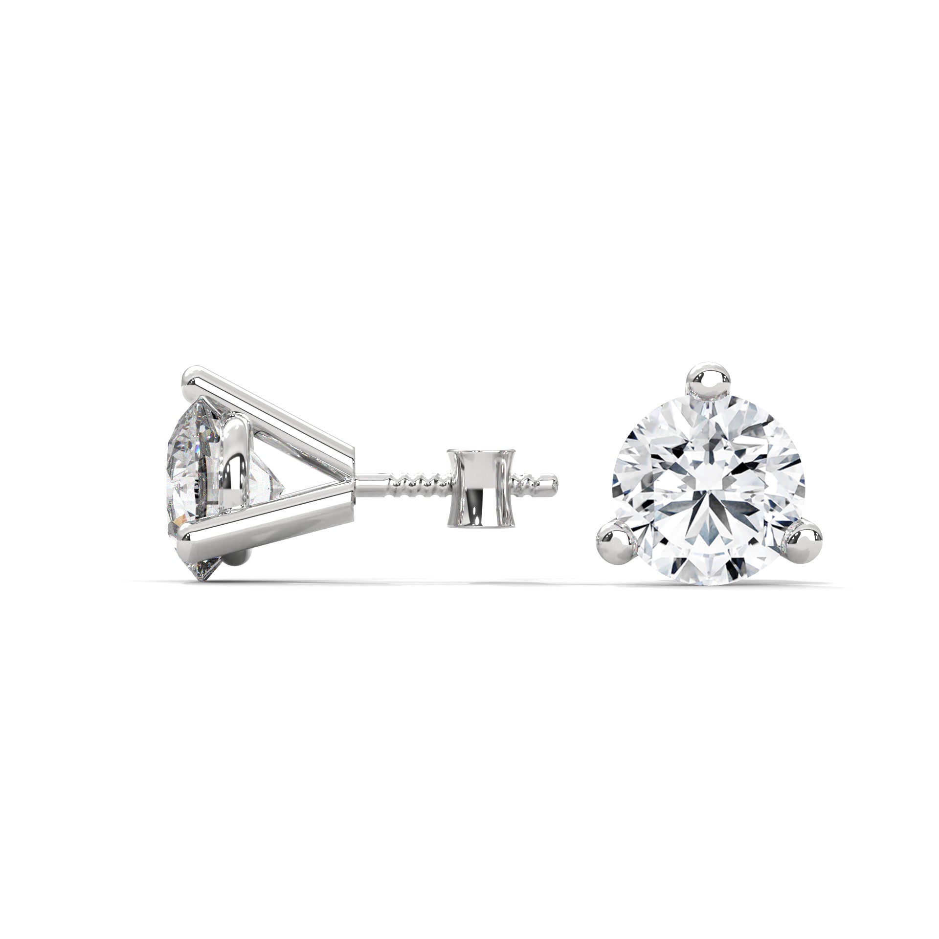 Three-Prong Round Diamond Stud Earrings (2.6 ct. tw.)