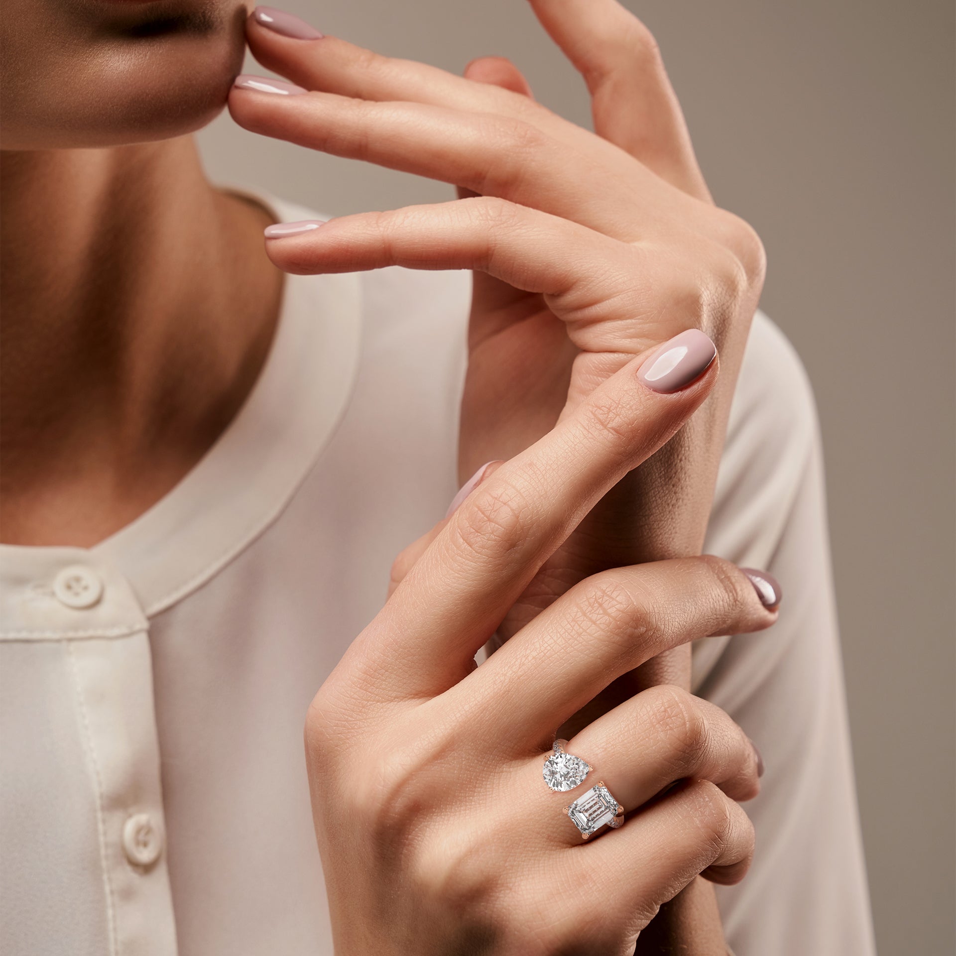 Toi et Moi Pear and Emerald Diamond Ring (4ct. tw.)