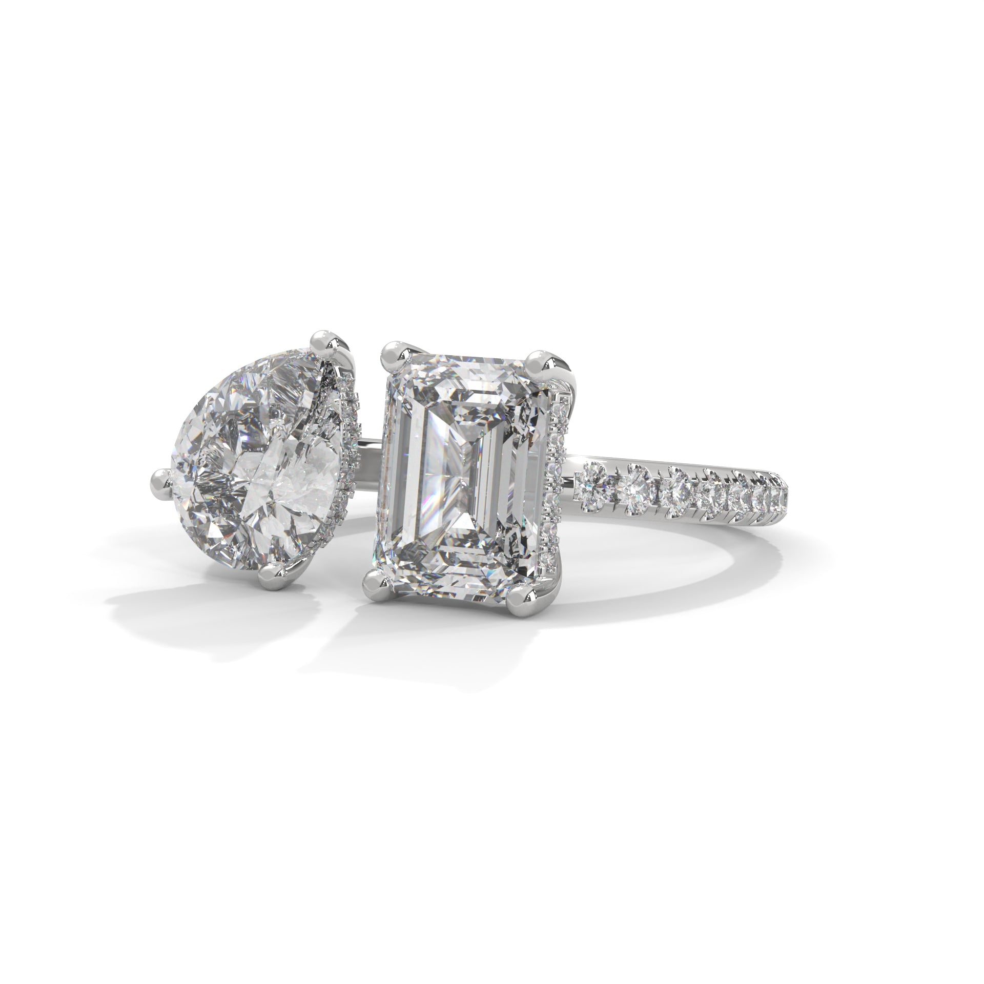 Toi et Moi Pear and Emerald Diamond Ring (4ct. tw.)