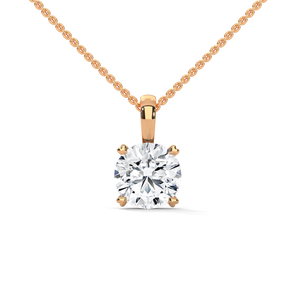 Aria Round Diamond Pendant Necklace - angle view