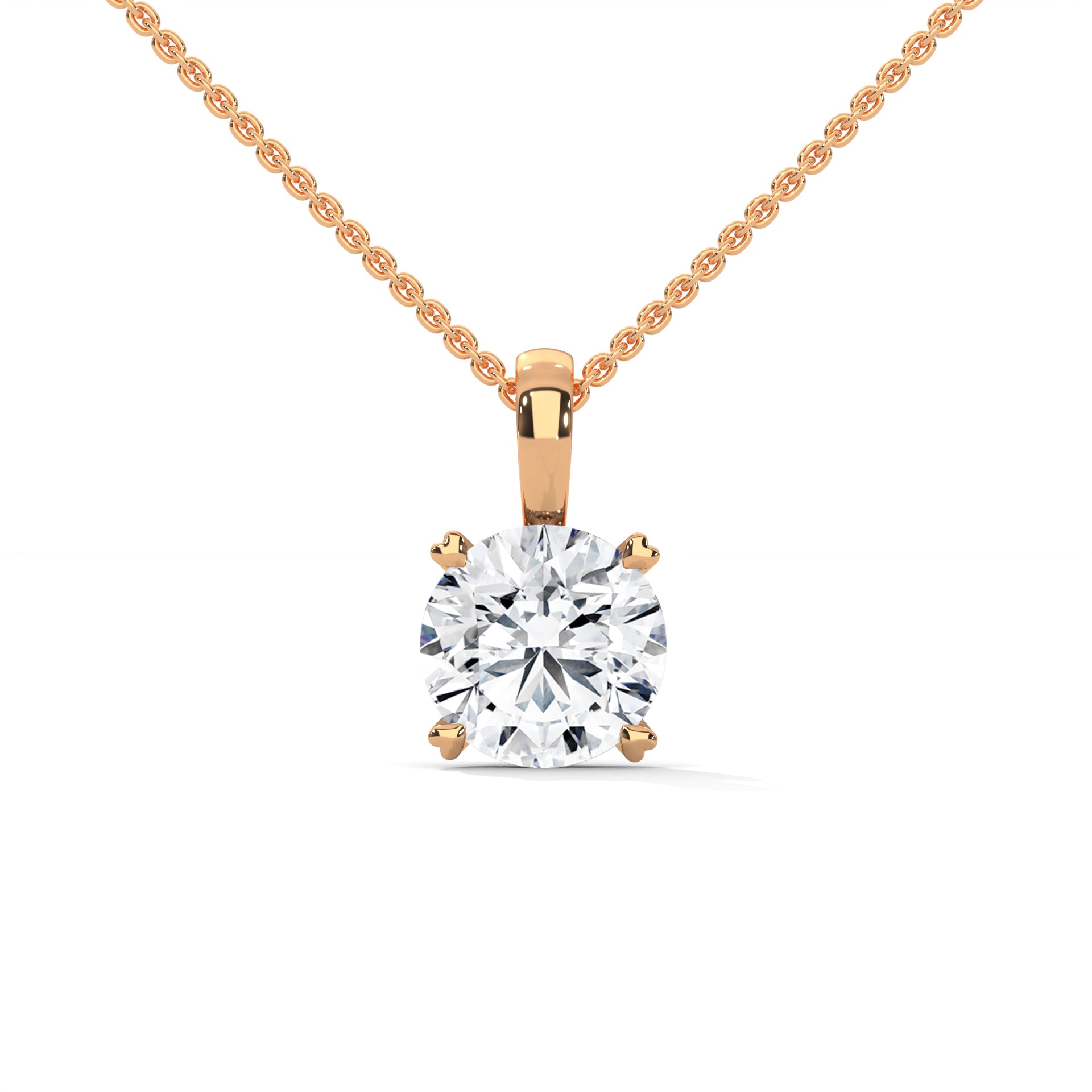 Aria Round Diamond Pendant Necklace - angle view
