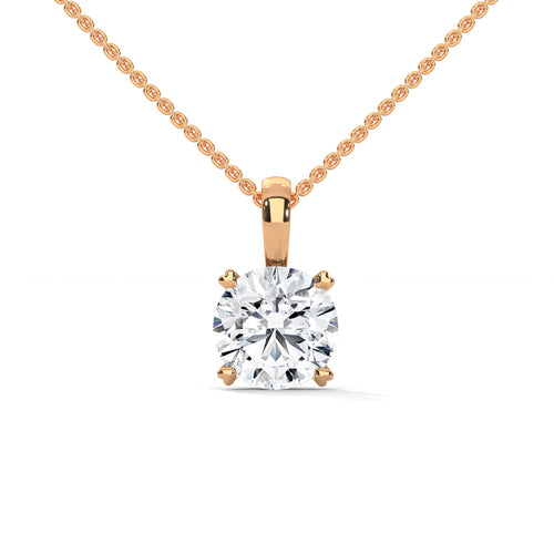 Aria Round Diamond Pendant Necklace - angle view