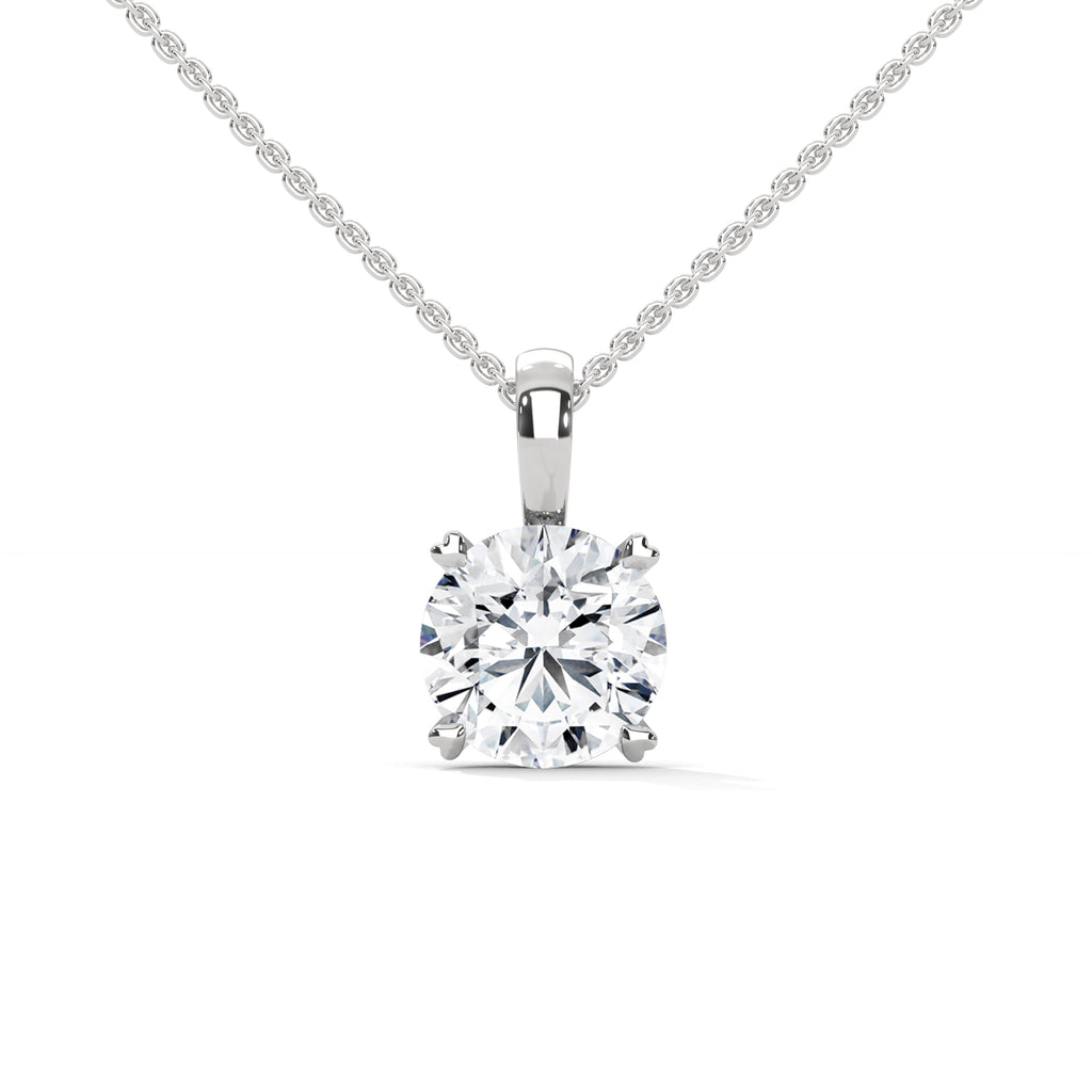 Aria Round Diamond Pendant Necklace - side view