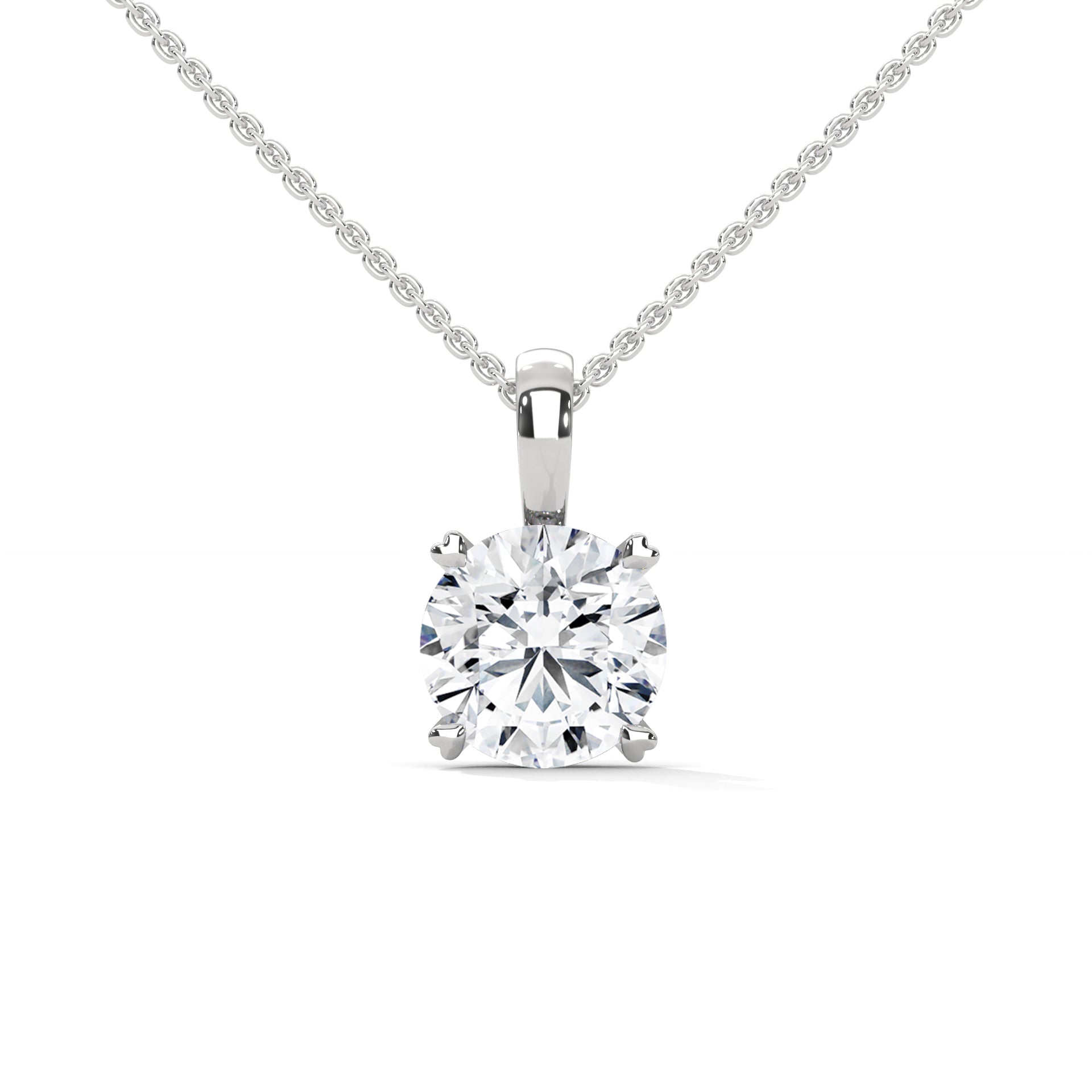 Aria Round Diamond Pendant Necklace - side view