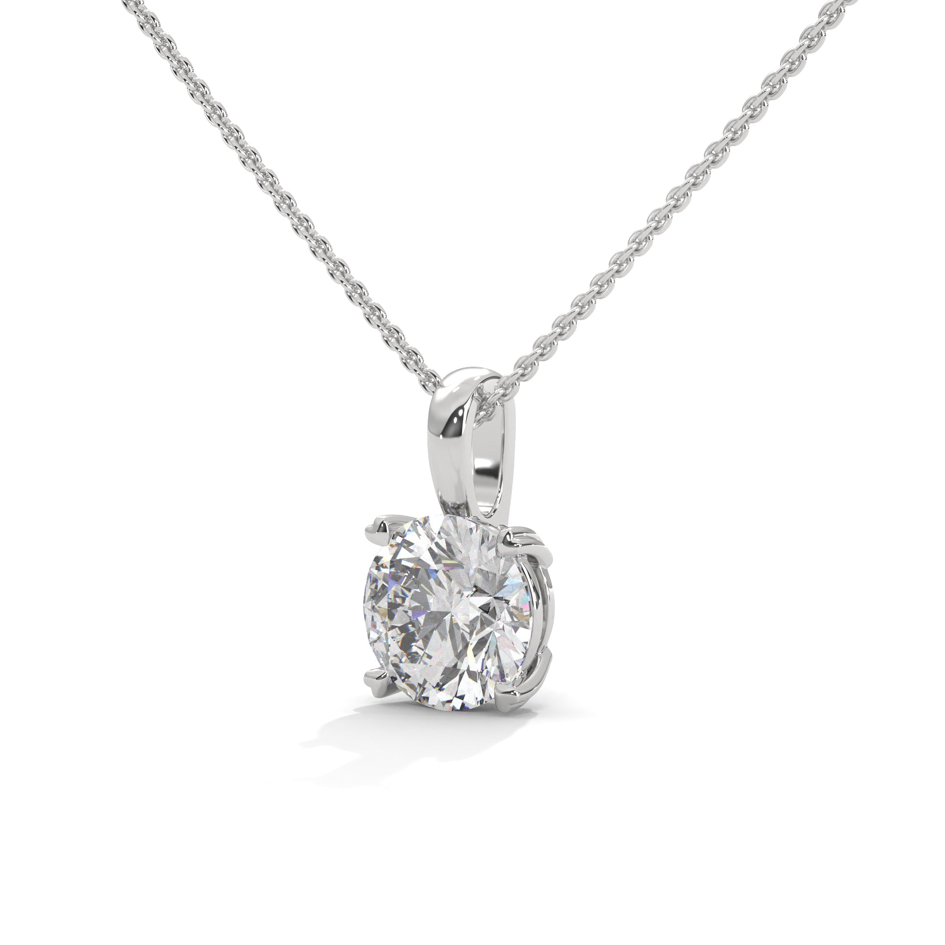Aria Round Diamond Pendant Necklace - close up