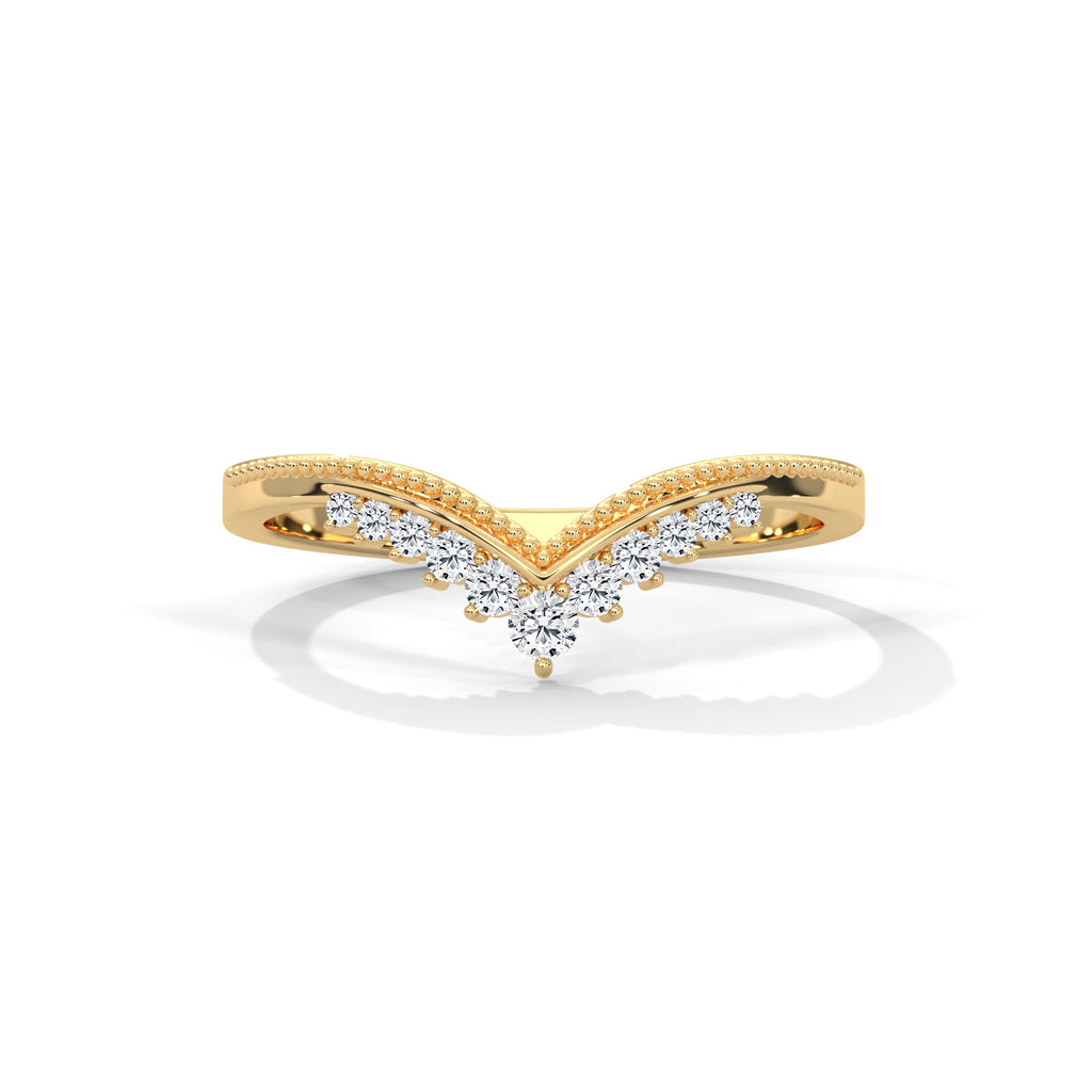 Aveline Chevron Diamond Band in yellow gold