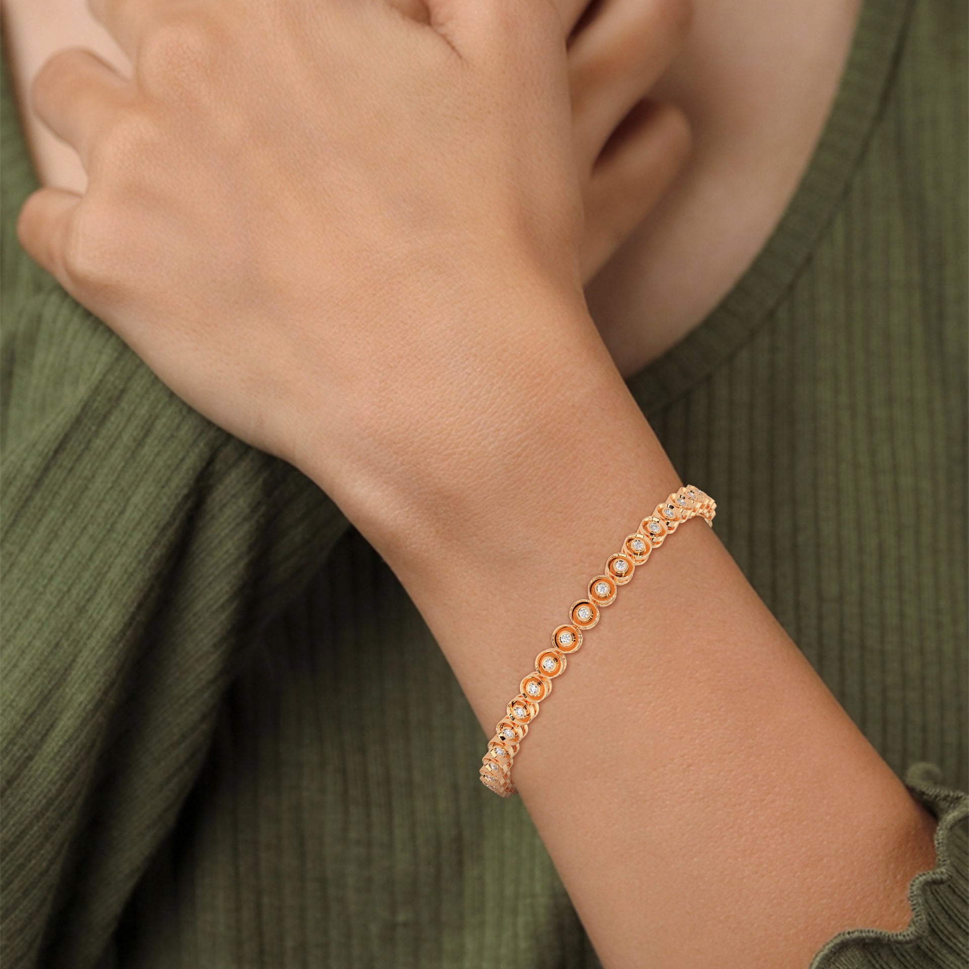 Vivienne Bezel Diamond Station Bracelet in 14kt rose gold