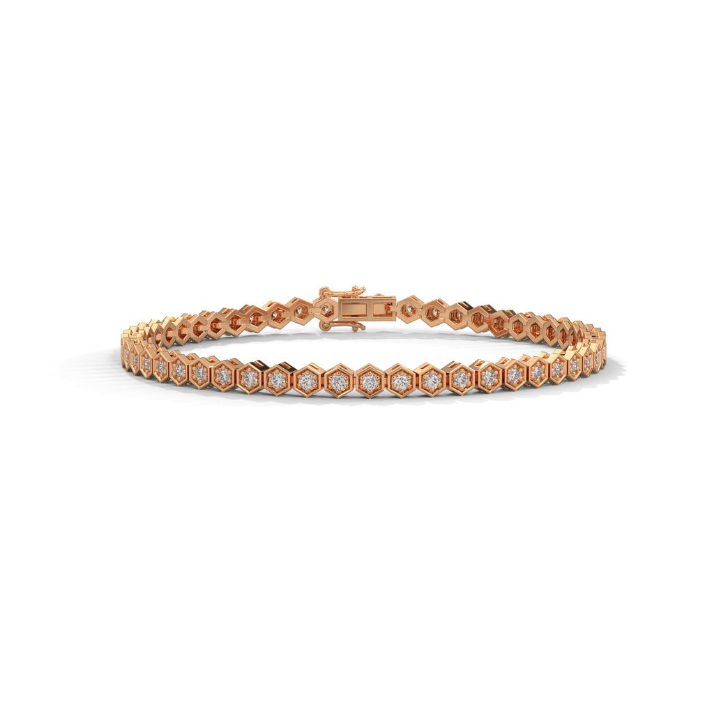 Hazel Hexagon Link Diamond Bracelet