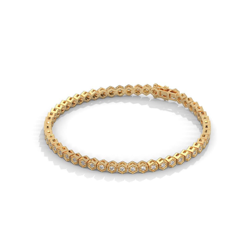 Hazel Hexagon Link Diamond Bracelet