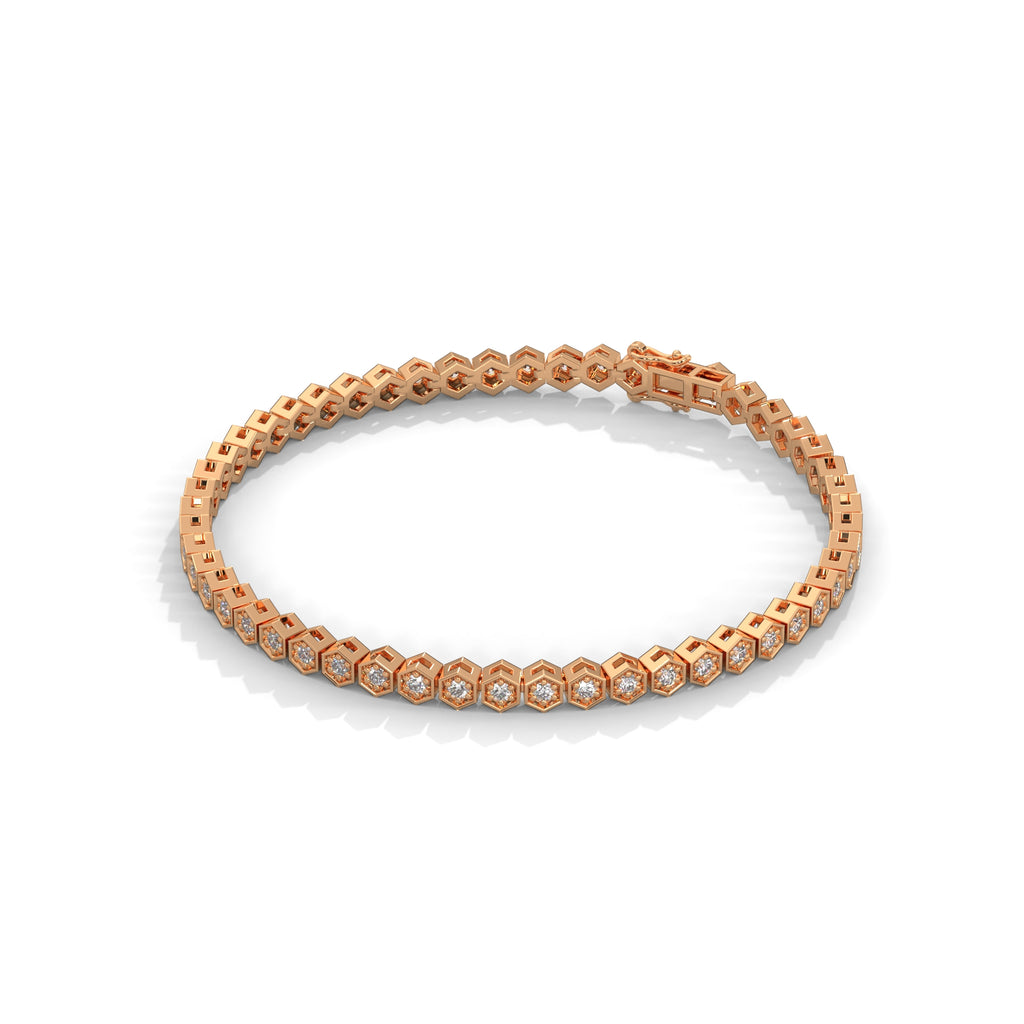 Hazel Hexagon Link Diamond Bracelet