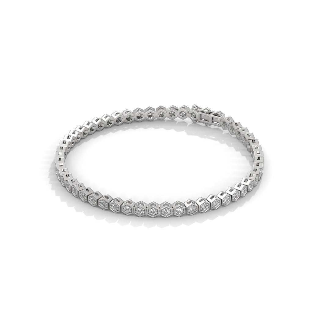 Hazel Hexagon Link Diamond Bracelet