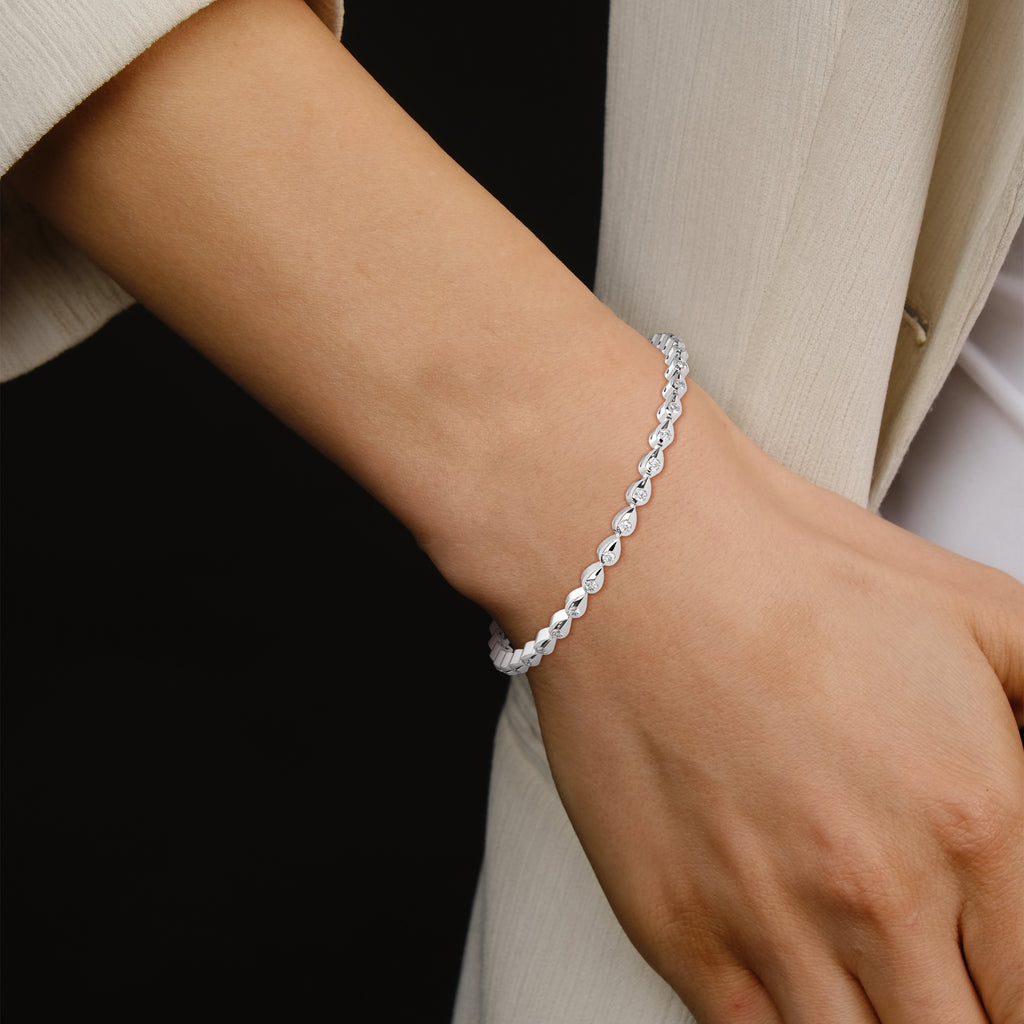 Perrine Pear Link Diamond Bracelet in 14kt white gold