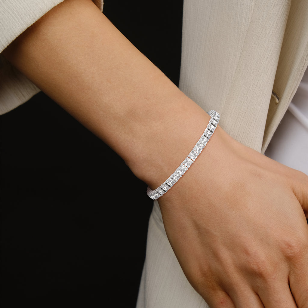 Rowena Emerald-Cut Diamond Tennis Bracelet in 14kt white gold