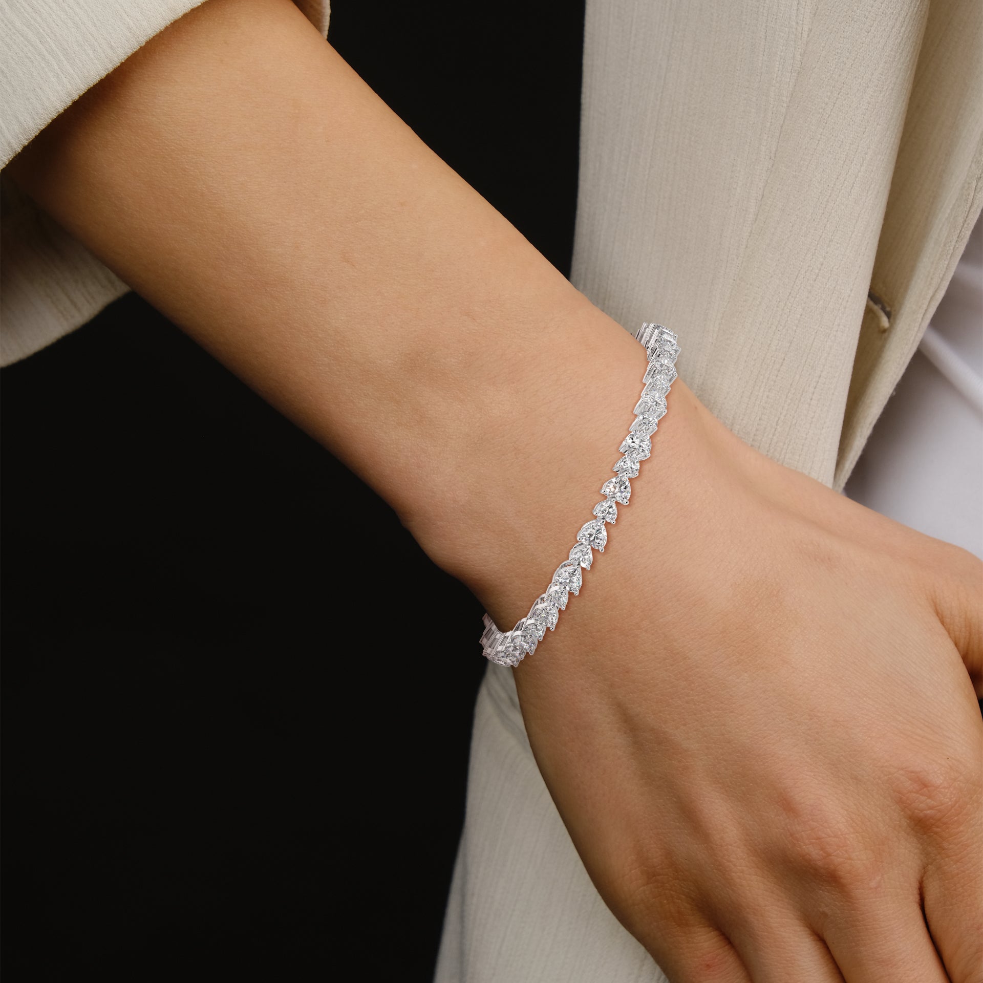 Juliette Heart-Cut Diamond Tennis Bracelet in 14kt white gold
