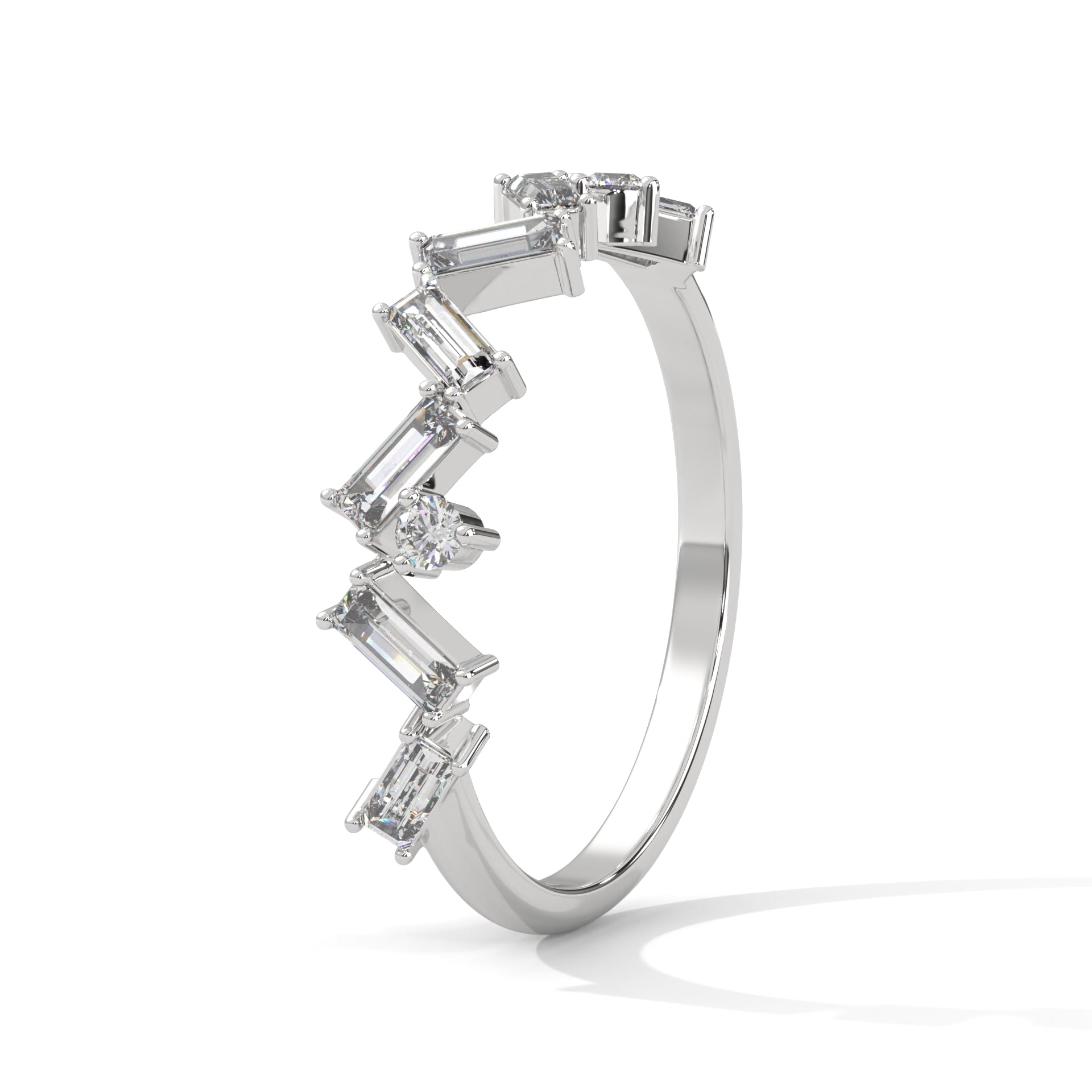 Noemie Scattered Baguette Diamond Band