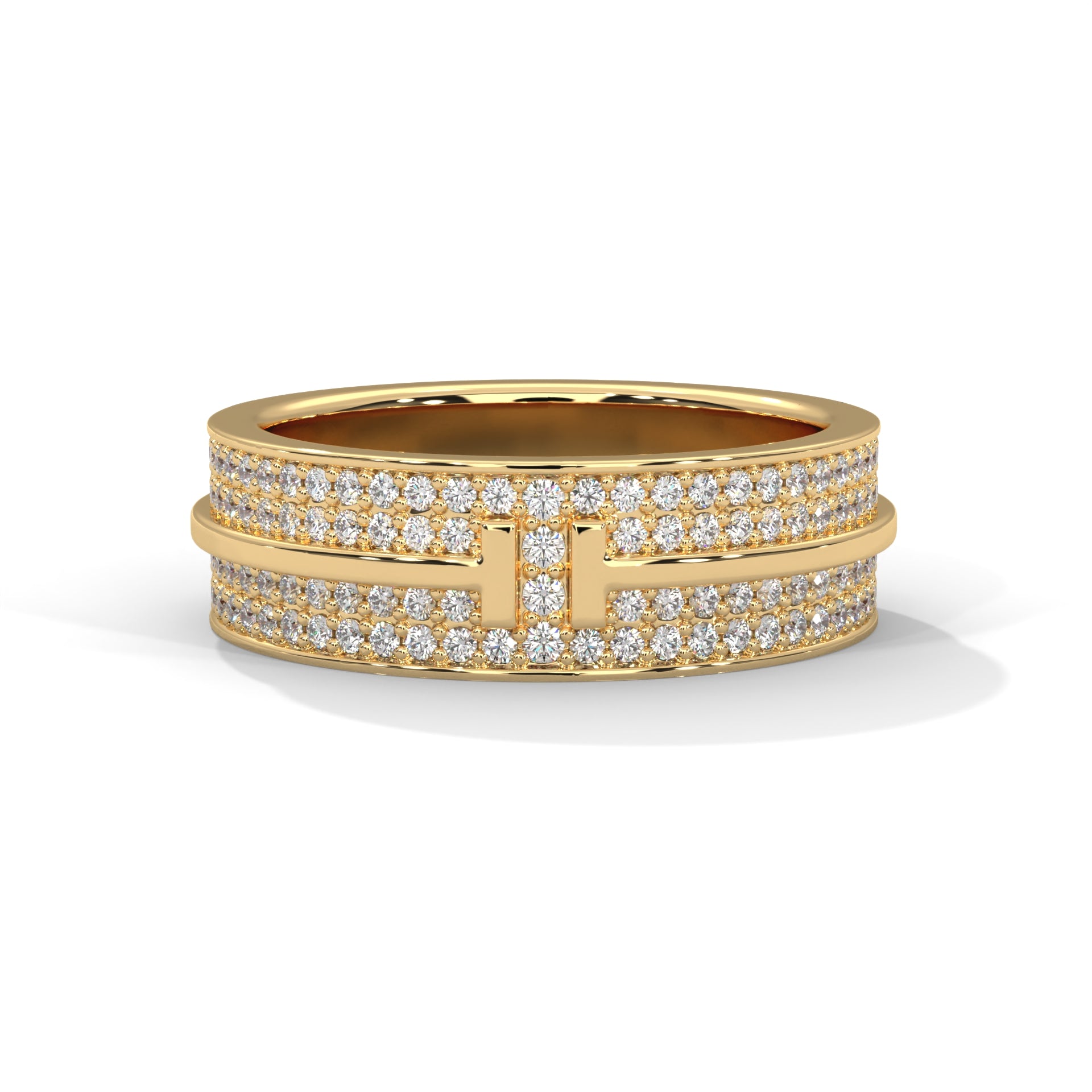 Constance Wide Three-Row Pavé Diamond Band