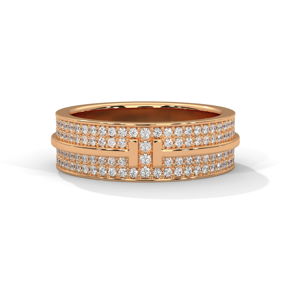 Constance Wide Three-Row Pavé Diamond Band