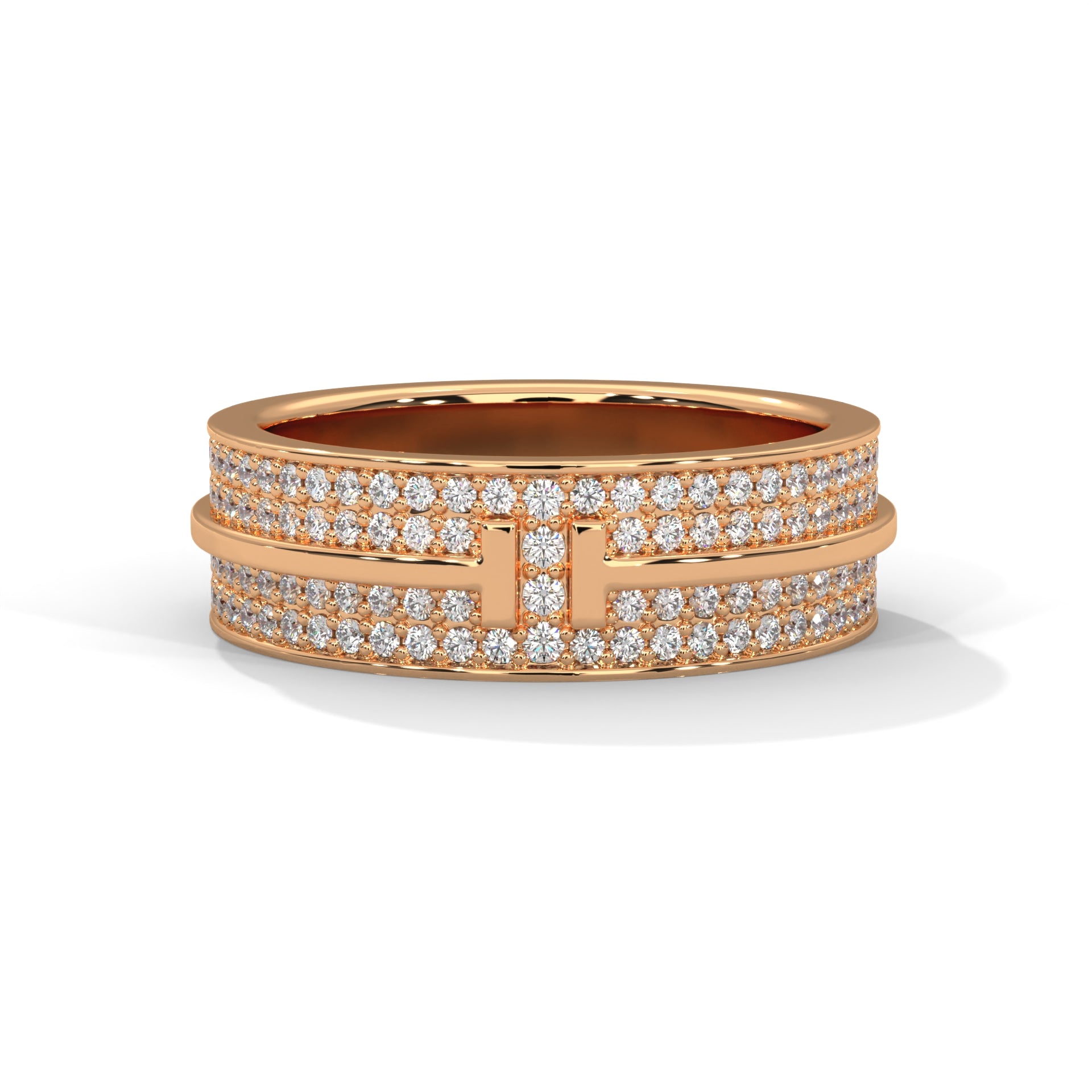 Constance Wide Three-Row Pavé Diamond Band