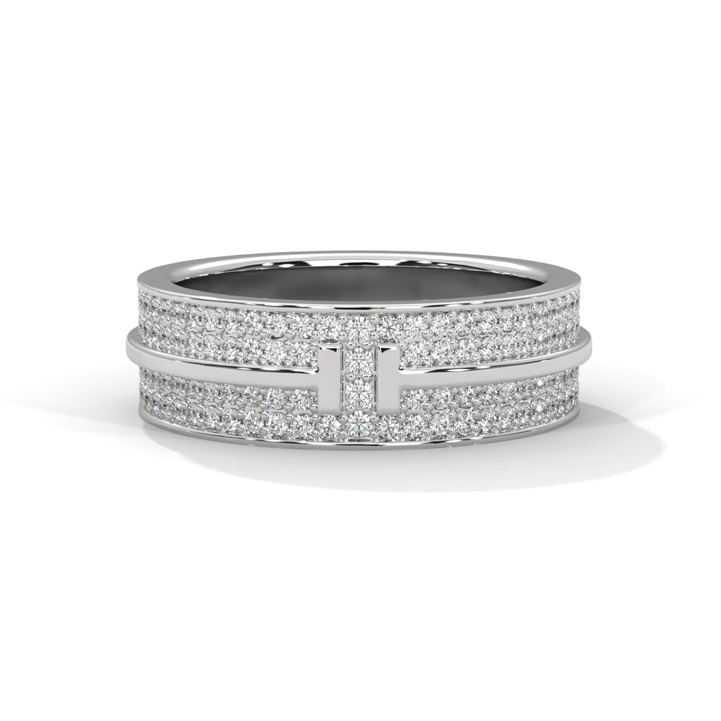 Constance Wide Three-Row Pavé Diamond Band