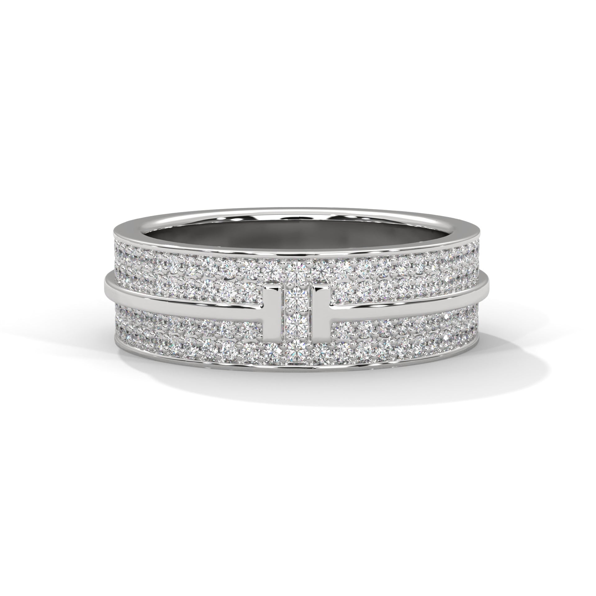 Constance Wide Three-Row Pavé Diamond Band