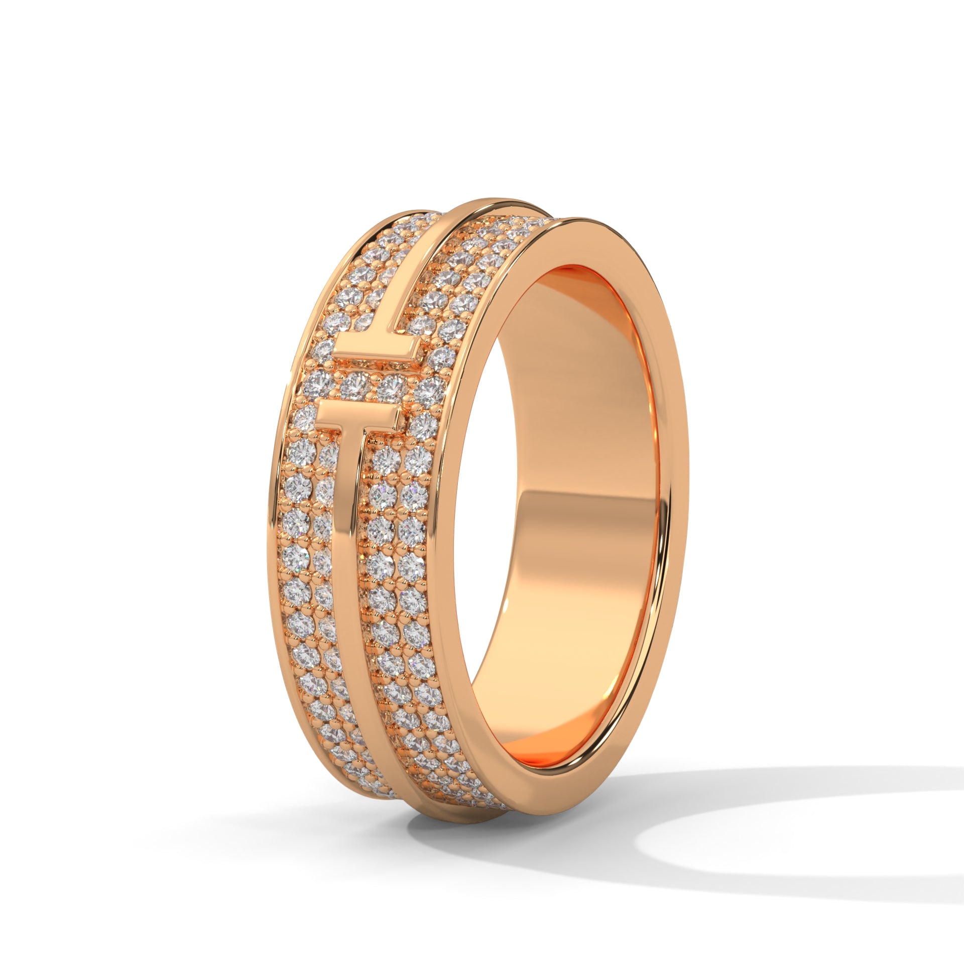 Constance Wide Three-Row Pavé Diamond Band