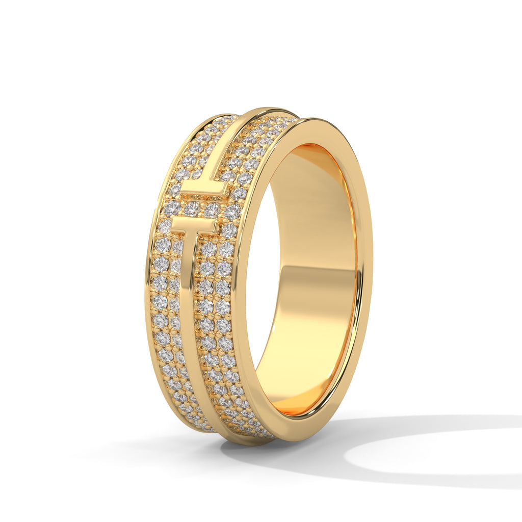 Constance Wide Three-Row Pavé Diamond Band