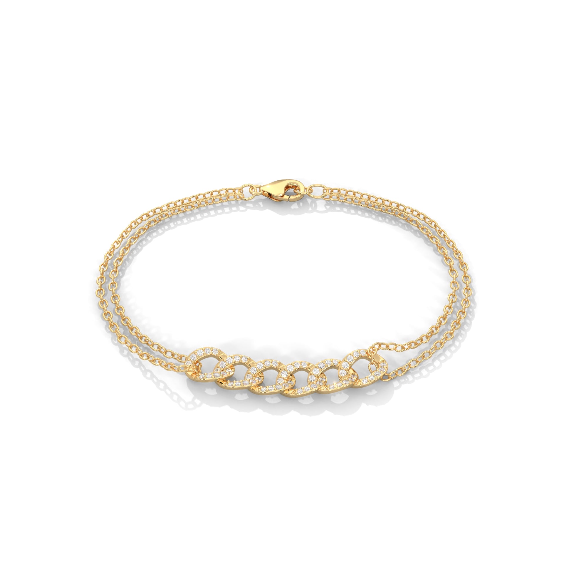 Cascade Link Diamond Bracelet - front view