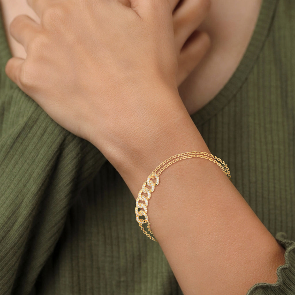 Cascade Link Diamond Bracelet in yellow gold