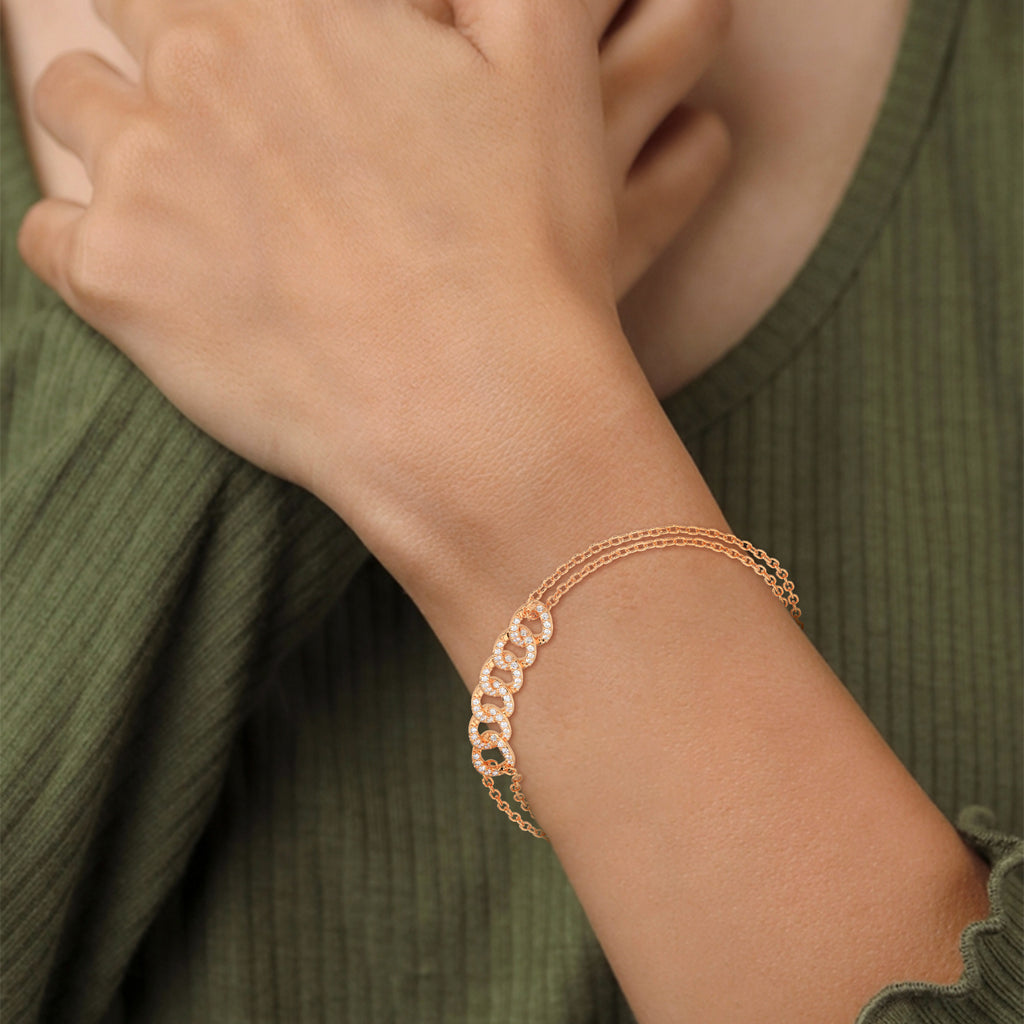 Cascade Link Diamond Bracelet in rose gold