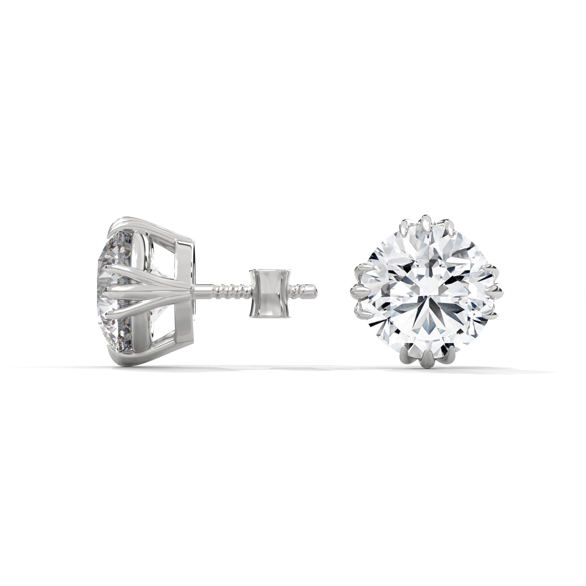 Delphine Claw-Prong Round Diamond Stud Earrings (2.6 ct. tw.)