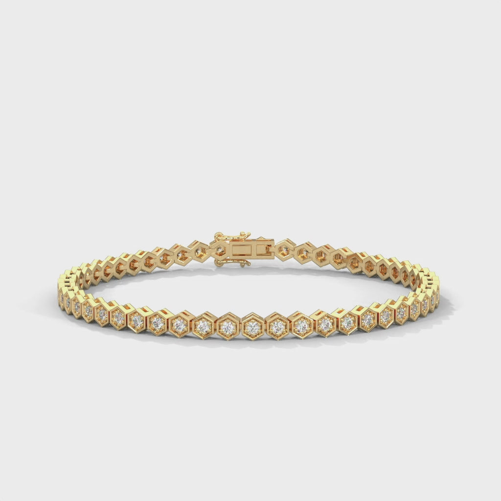 Hazel Hexagon Link Diamond Bracelet in 14kt yellow gold