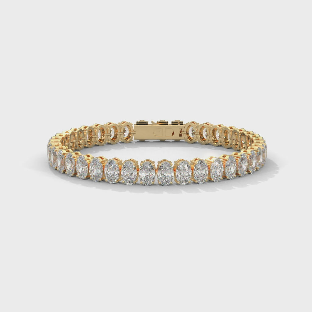 Oval Diamond Tennis Bracelet - yellow gold video