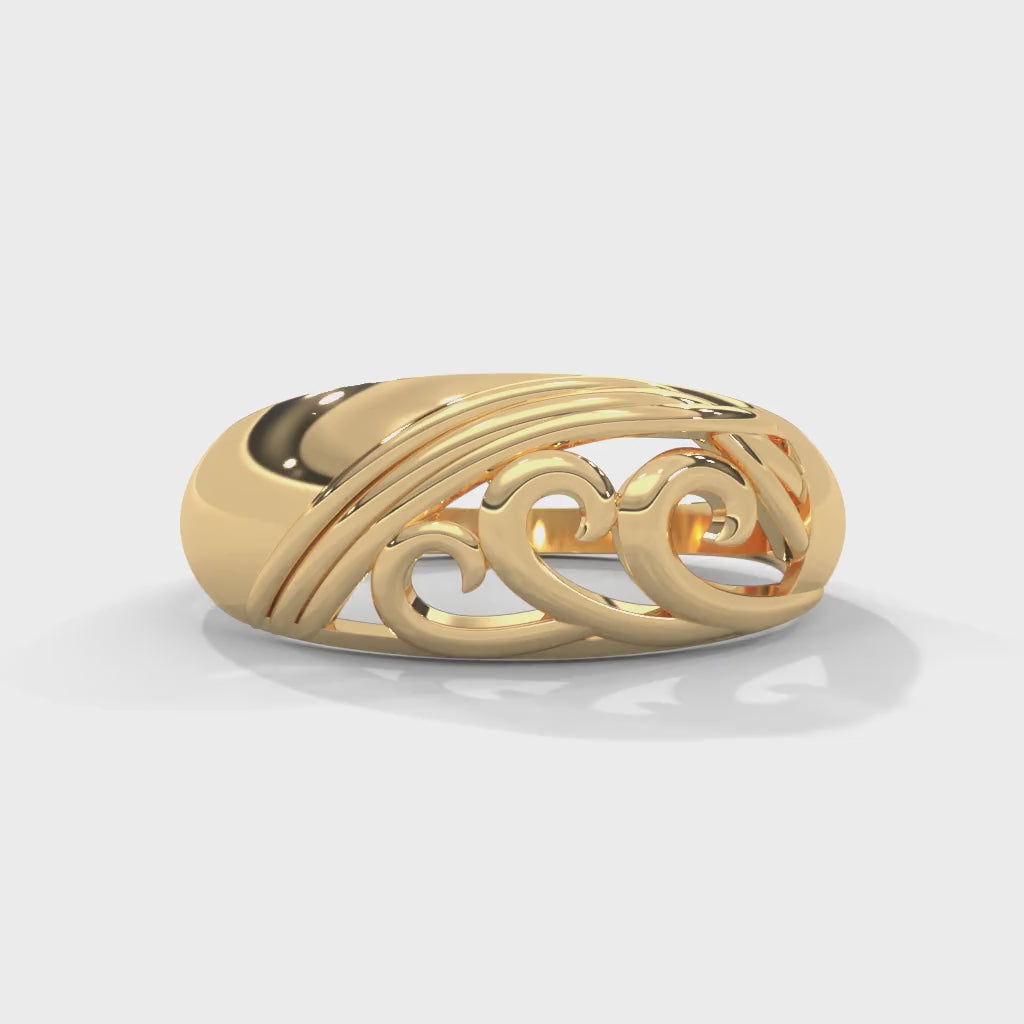 Mireille Scroll Filigree Gold Ring — yellow gold