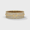 Constance Wide Three-Row Pavé Diamond Band in yellow gold