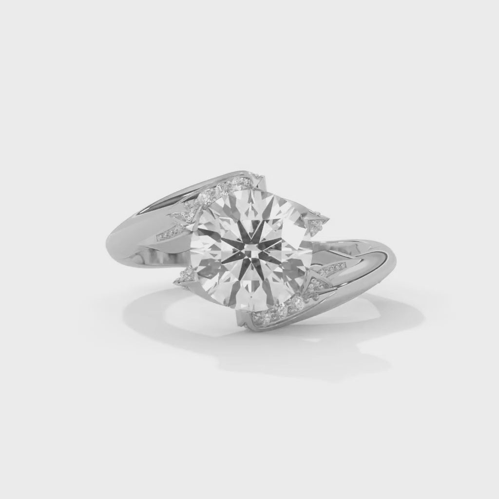 Ondine Bypass Solitaire Diamond Engagement Ring — white gold