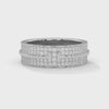 Constance Wide Three-Row Pavé Diamond Band in white gold