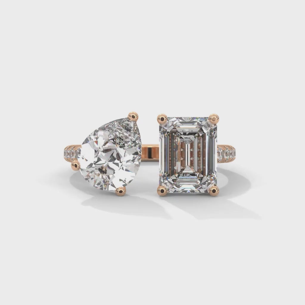 Toi et Moi Pear and Emerald Diamond Ring (4ct. tw.)