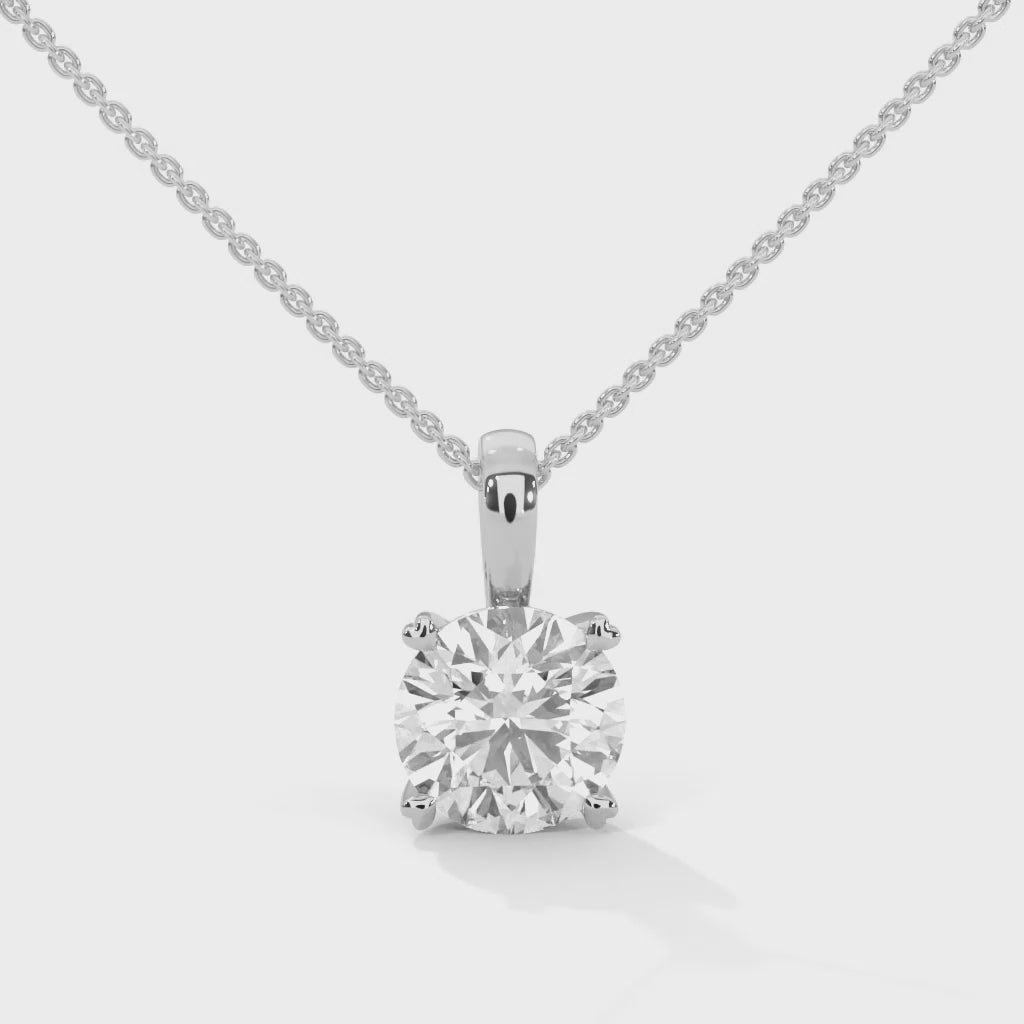 Aria Round Diamond Pendant Necklace - white gold video