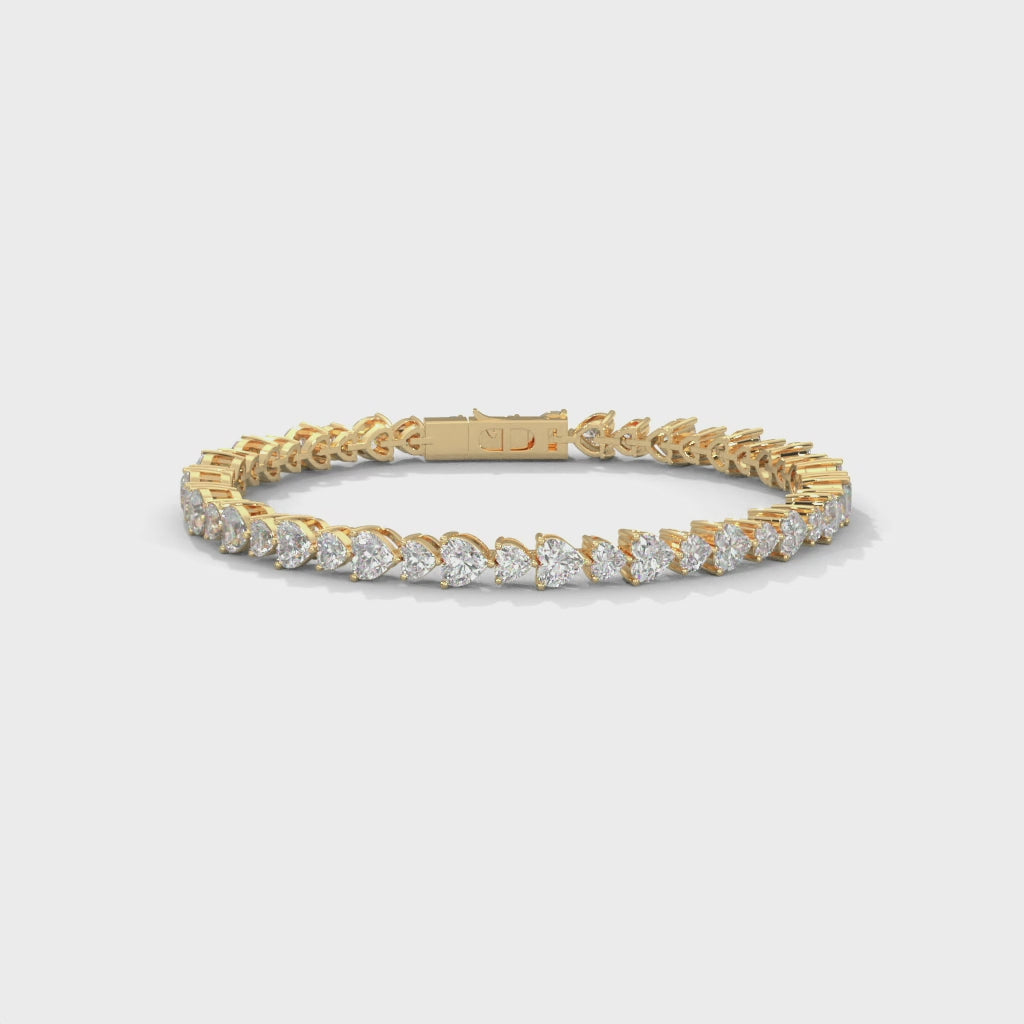 Juliette Heart-Cut Diamond Tennis Bracelet in 14kt yellow gold