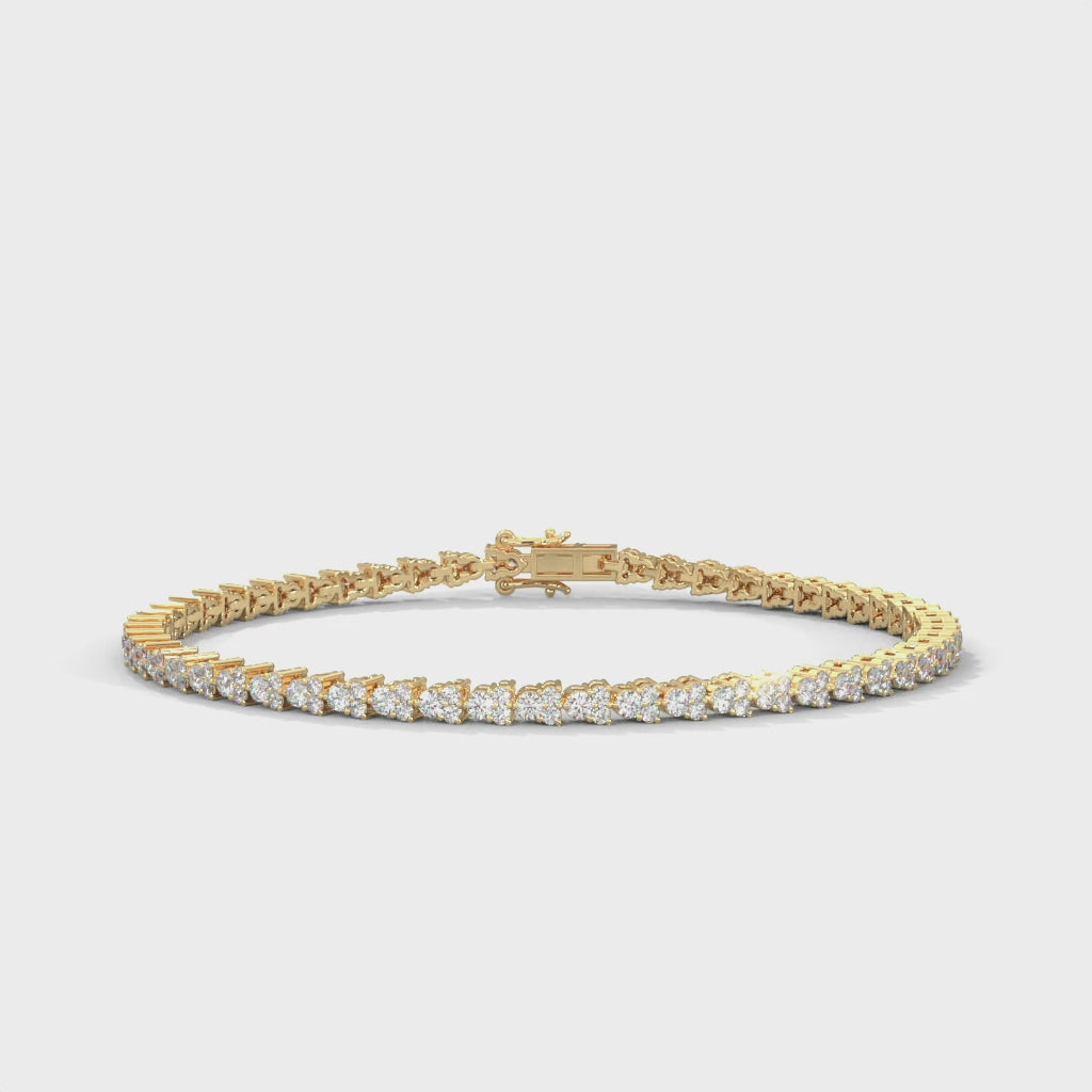 Beatrice Trio Cluster Diamond Tennis Bracelet in 14kt yellow gold
