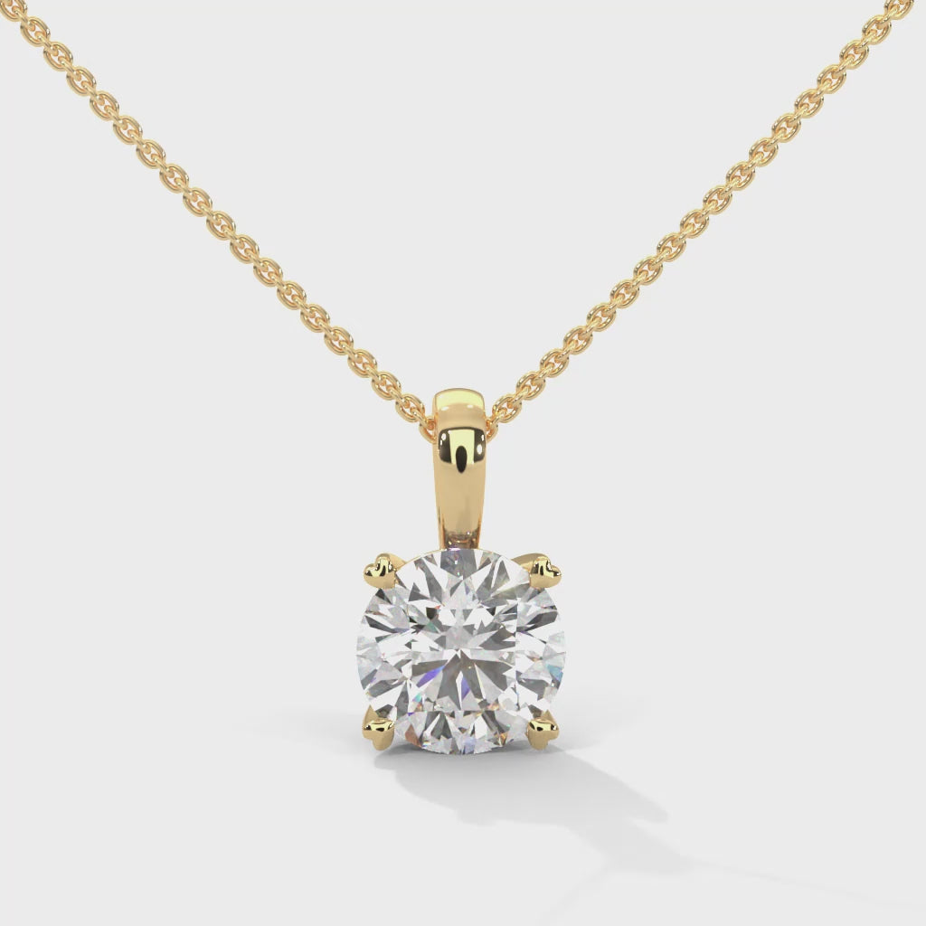 Aria Round Diamond Pendant Necklace - yellow gold video