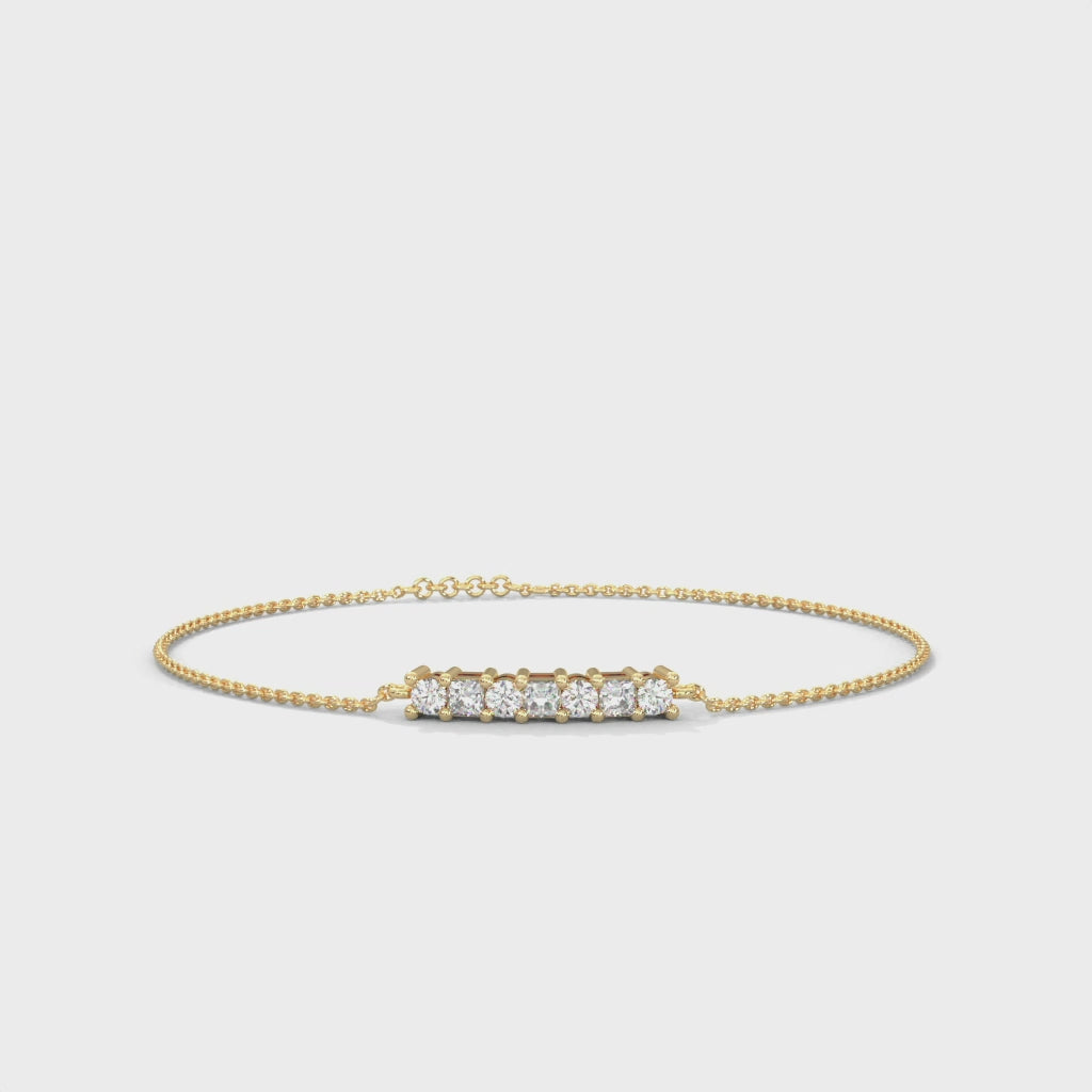 Odette Princess Diamond Bar Bracelet in 14kt yellow gold