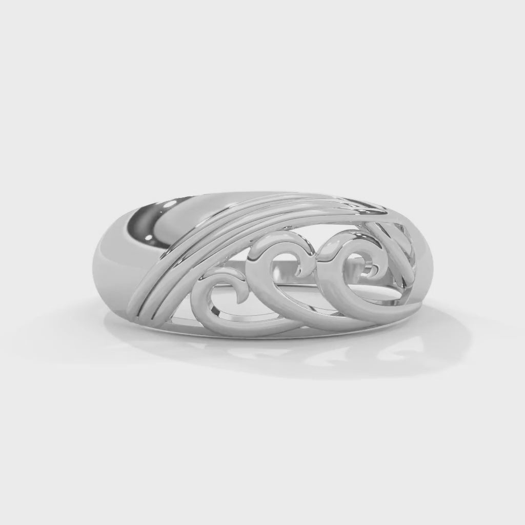 Mireille Scroll Filigree Gold Ring — white gold