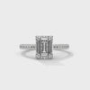 Helene emerald-cut diamond engagement ring, 14k white gold, 360 view