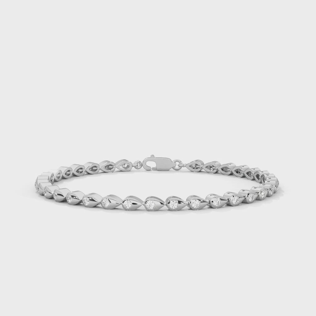 Perrine Pear Link Diamond Bracelet in 14kt white gold
