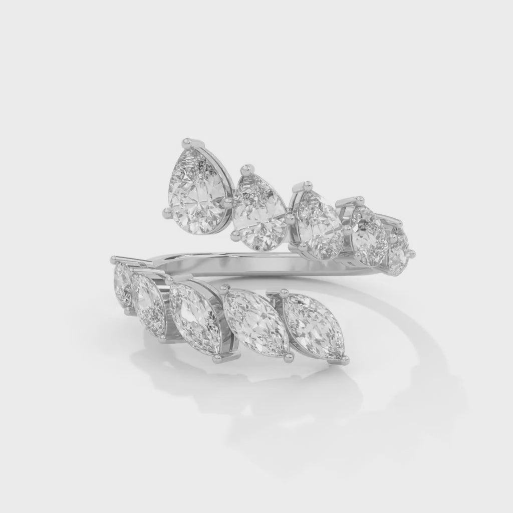 Liane Open Marquise and Pear Diamond Ring — white gold