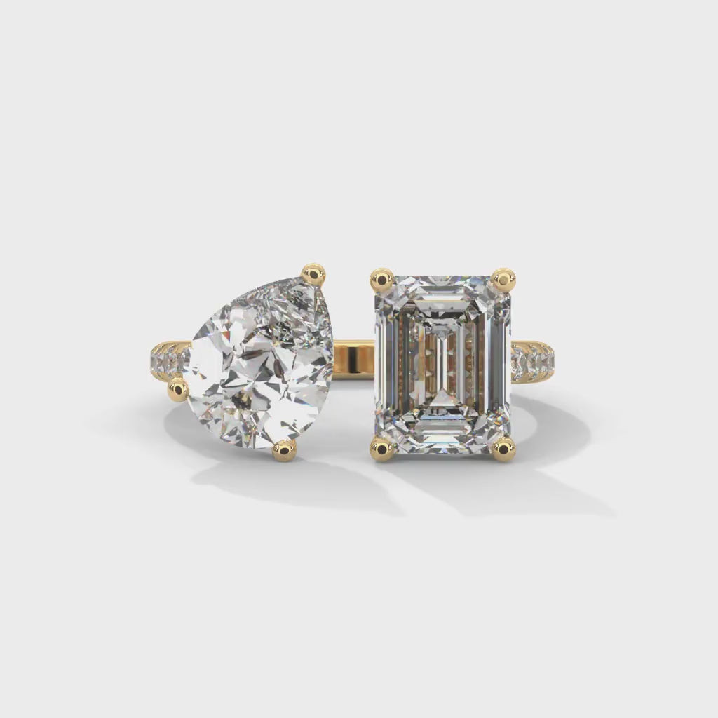 Toi et Moi Pear and Emerald Diamond Ring (4ct. tw.)