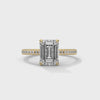 Helene emerald-cut diamond engagement ring, 14k yellow gold, 360 view