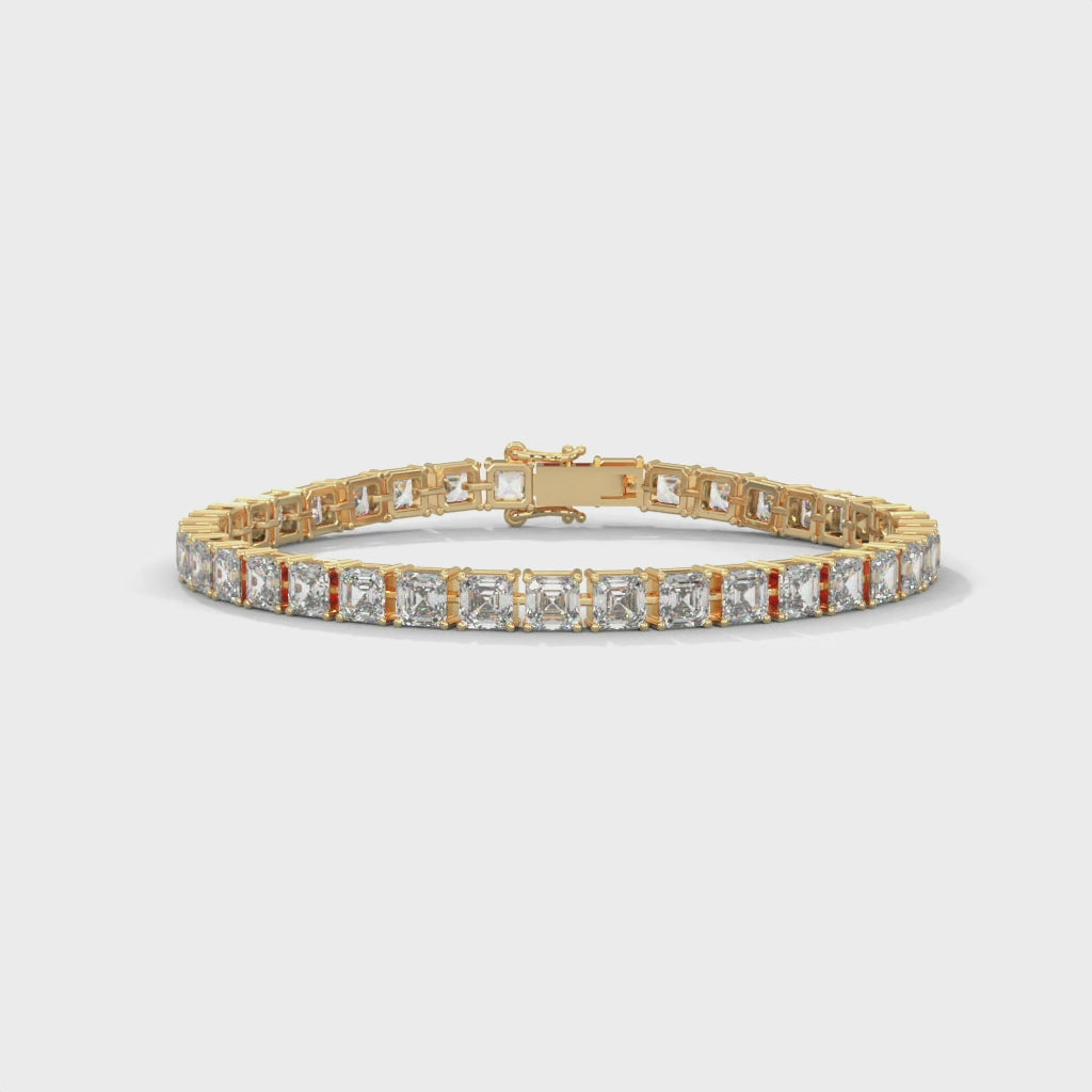 Rowena Emerald-Cut Diamond Tennis Bracelet in 14kt yellow gold