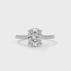 Lorraine oval solitaire diamond engagement ring, 14k white gold, 360 view